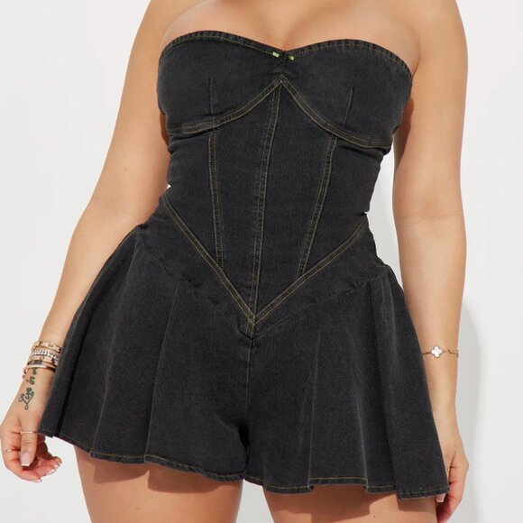 Fashion Nova Denim Romper - Cowgirl Core - Picture 2 of 3